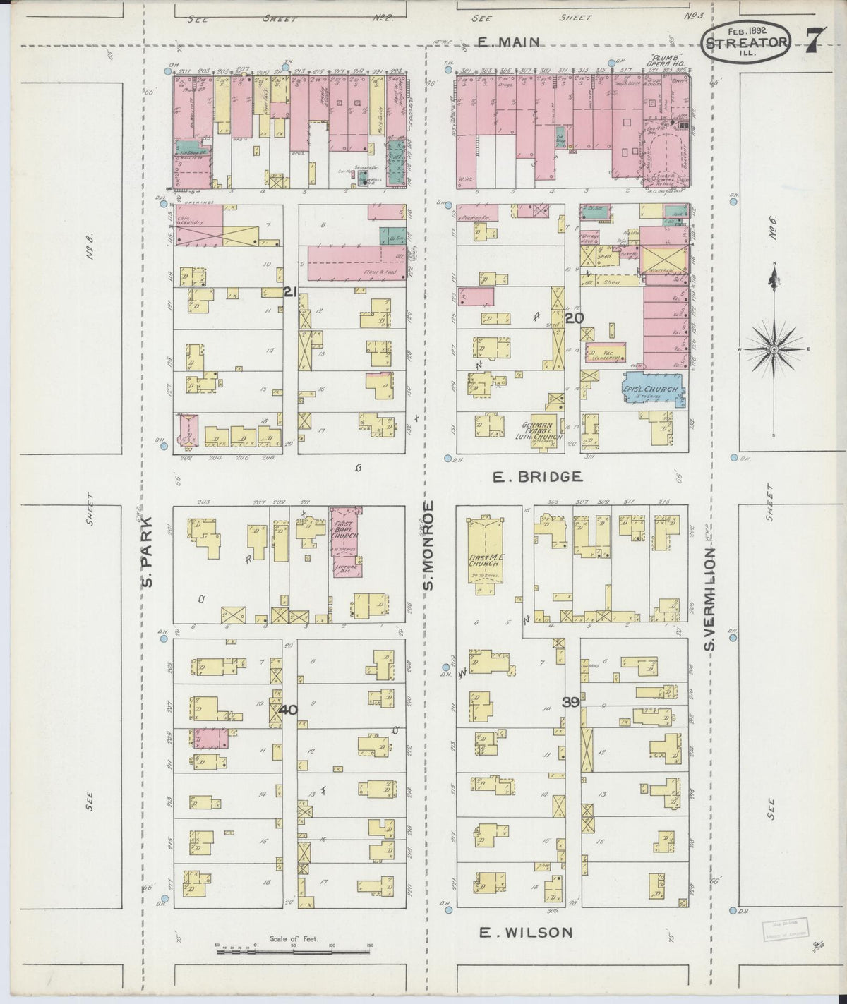 Sanborn Fire Insurance Map from Streator, La Salle County, Illinois (1892), Sheet #0007 - Complete Map Set gallery image, historic Sanborn map, vintage wall art, Illinois Illinois