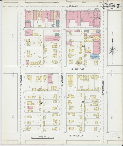 Sanborn Fire Insurance Map from Streator, La Salle County, Illinois (1892), Sheet #0007 - Complete Map Set gallery image, historic Sanborn map, vintage wall art, Illinois Illinois