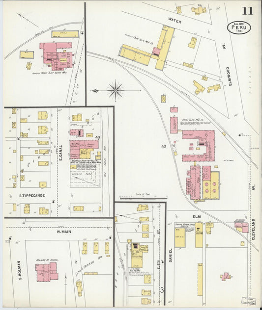 Sanborn Fire Insurance Map from Peru, Miami County, Indiana (1899), Sheet #0011 - Historic Sanborn Fire Insurance Map Print, vintage old map wall art, antique decor, genealogy gift, Indiana Indiana map