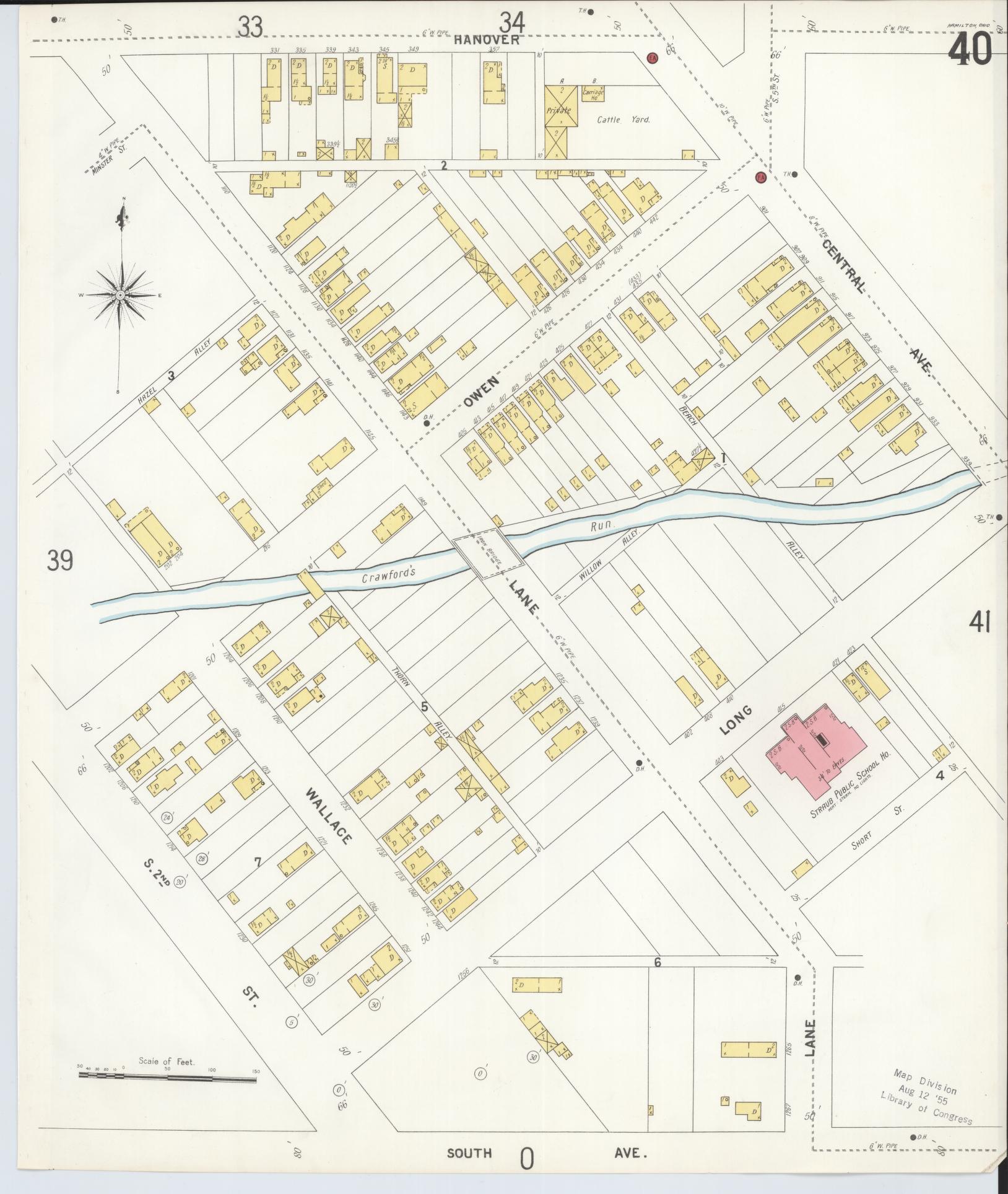 Sanborn Fire Insurance Map from Hamilton, Butler County, Ohio (1899), Sheet #0040 - Historic Sanborn Fire Insurance Map Print, vintage old map wall art, antique decor, genealogy gift, Ohio Ohio map