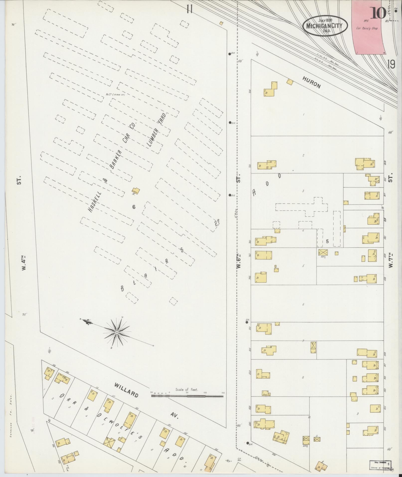 Sanborn Fire Insurance Map from Michigan City, La Porte County, Indiana (1899), Sheet #0010 - Historic Sanborn Fire Insurance Map Print, vintage old map wall art, antique decor, genealogy gift, Michigan Michigan map