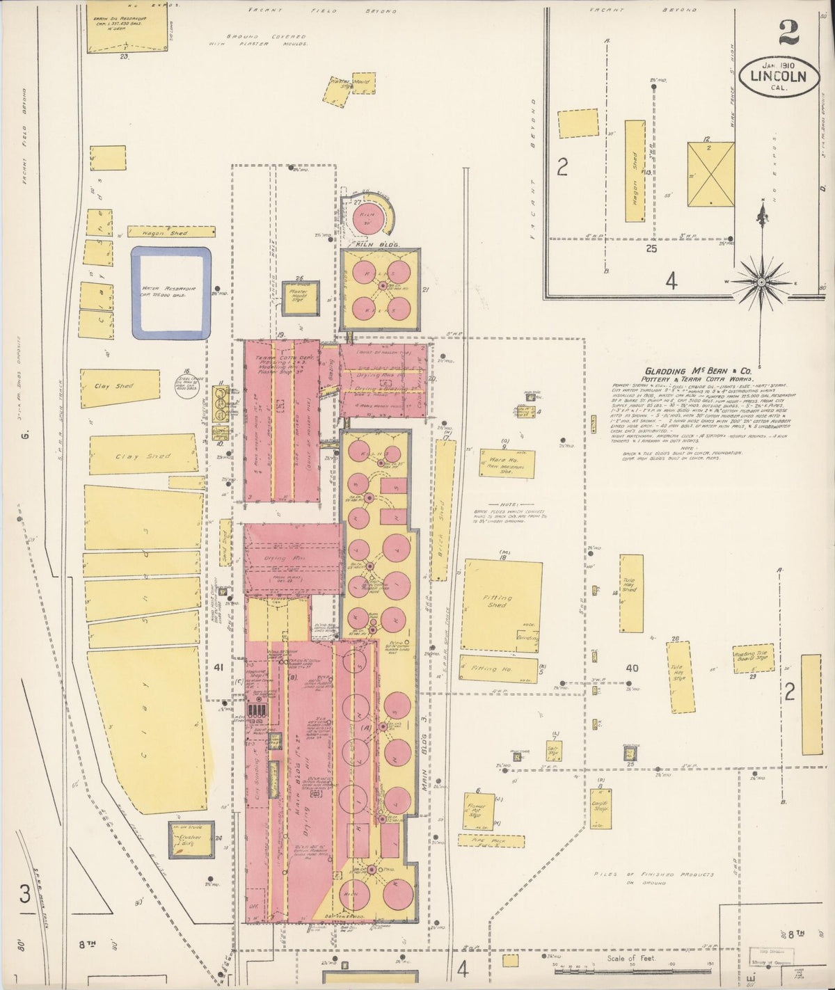 Sanborn Fire Insurance Map from Lincoln, Placer County, California (1910), Sheet #0002 - Complete Map Set gallery image, historic Sanborn map, vintage wall art, California California
