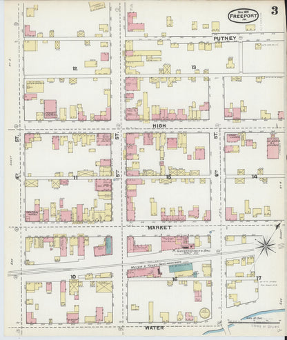 Sanborn Fire Insurance Map from Freeport, Armstrong County, Pennsylvania (1891), Sheet #0003 - Historic Sanborn Fire Insurance Map Print, vintage old map wall art, antique decor, genealogy gift, Pennsylvania Pennsylvania map