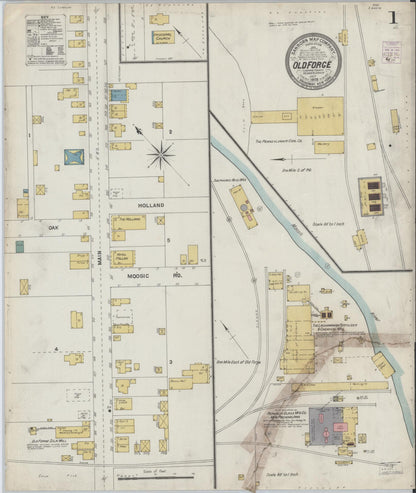 Sanborn Fire Insurance Map from Old Forge, Luzerne County, Pennsylvania (1903), Sheet #0001 - Historic Sanborn Fire Insurance Map Print, vintage old map wall art, antique decor, genealogy gift, Pennsylvania Pennsylvania map