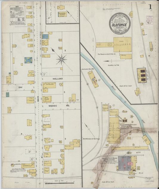 Sanborn Fire Insurance Map from Old Forge, Luzerne County, Pennsylvania (1903), Sheet #0001 - Historic Sanborn Fire Insurance Map Print, vintage old map wall art, antique decor, genealogy gift, Pennsylvania Pennsylvania map