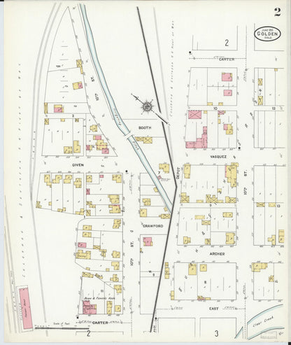 Sanborn Fire Insurance Map from Golden, Jefferson County, Colorado (1911), Sheet #0002 - Complete Map Set gallery image, historic Sanborn map, vintage wall art, Colorado Colorado