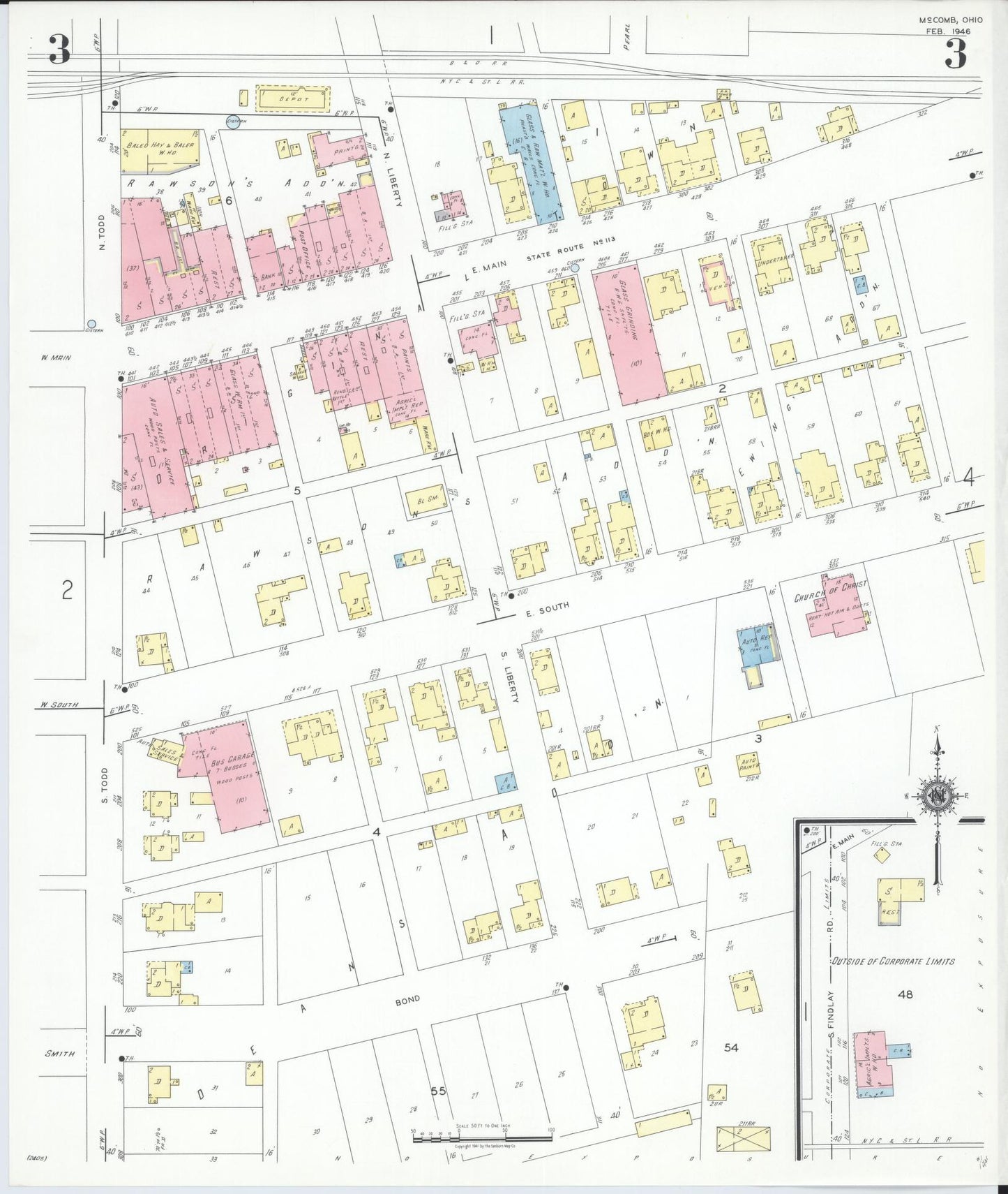 Sanborn Fire Insurance Map from McComb, Hancock County, Ohio (1946), Sheet #0003 - Complete Map Set gallery image, historic Sanborn map, vintage wall art, Ohio Ohio