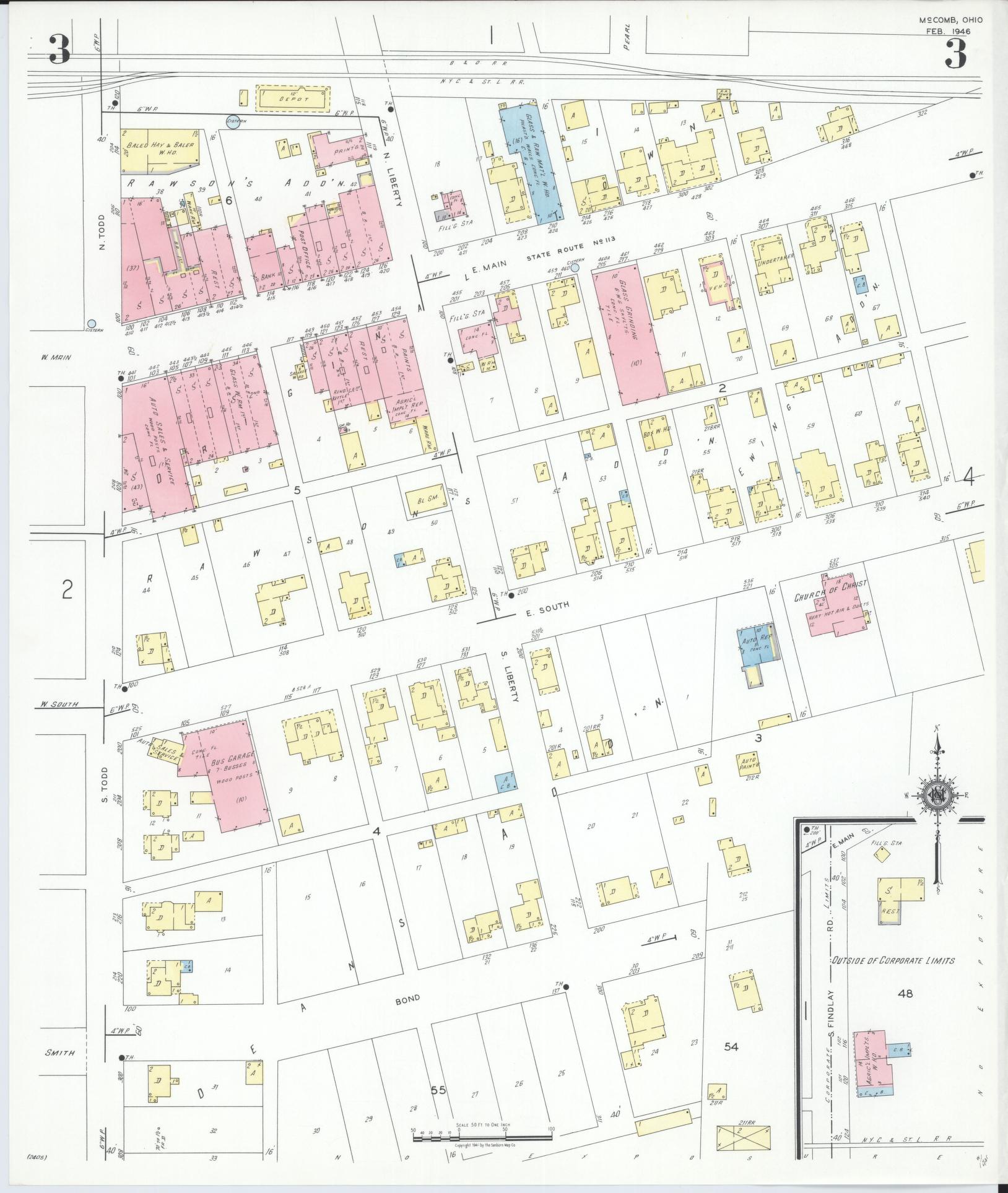 Sanborn Fire Insurance Map from McComb, Hancock County, Ohio (1946), Sheet #0003 - Complete Map Set gallery image, historic Sanborn map, vintage wall art, Ohio Ohio