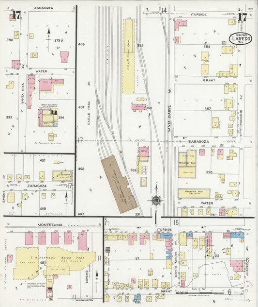 Sanborn Fire Insurance Map from Laredo, Webb County, Texas (1925), Sheet #0017 - Historic Sanborn Fire Insurance Map Print, vintage old map wall art, antique decor, genealogy gift, Texas Texas map