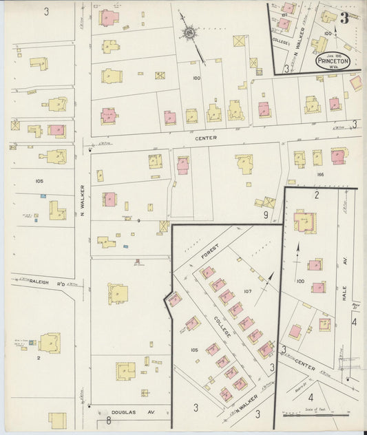 Sanborn Fire Insurance Map from Princeton, Mercer County, West Virginia (1915), Sheet #0003 - Historic Sanborn Fire Insurance Map Print, vintage old map wall art, antique decor, genealogy gift, West Virginia West Virginia map