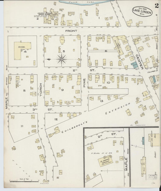 Sanborn Fire Insurance Map from Lake Linden, Houghton County, Michigan (1885), Sheet #0002 - Historic Sanborn Fire Insurance Map Print, vintage old map wall art, antique decor, genealogy gift, Michigan Michigan map