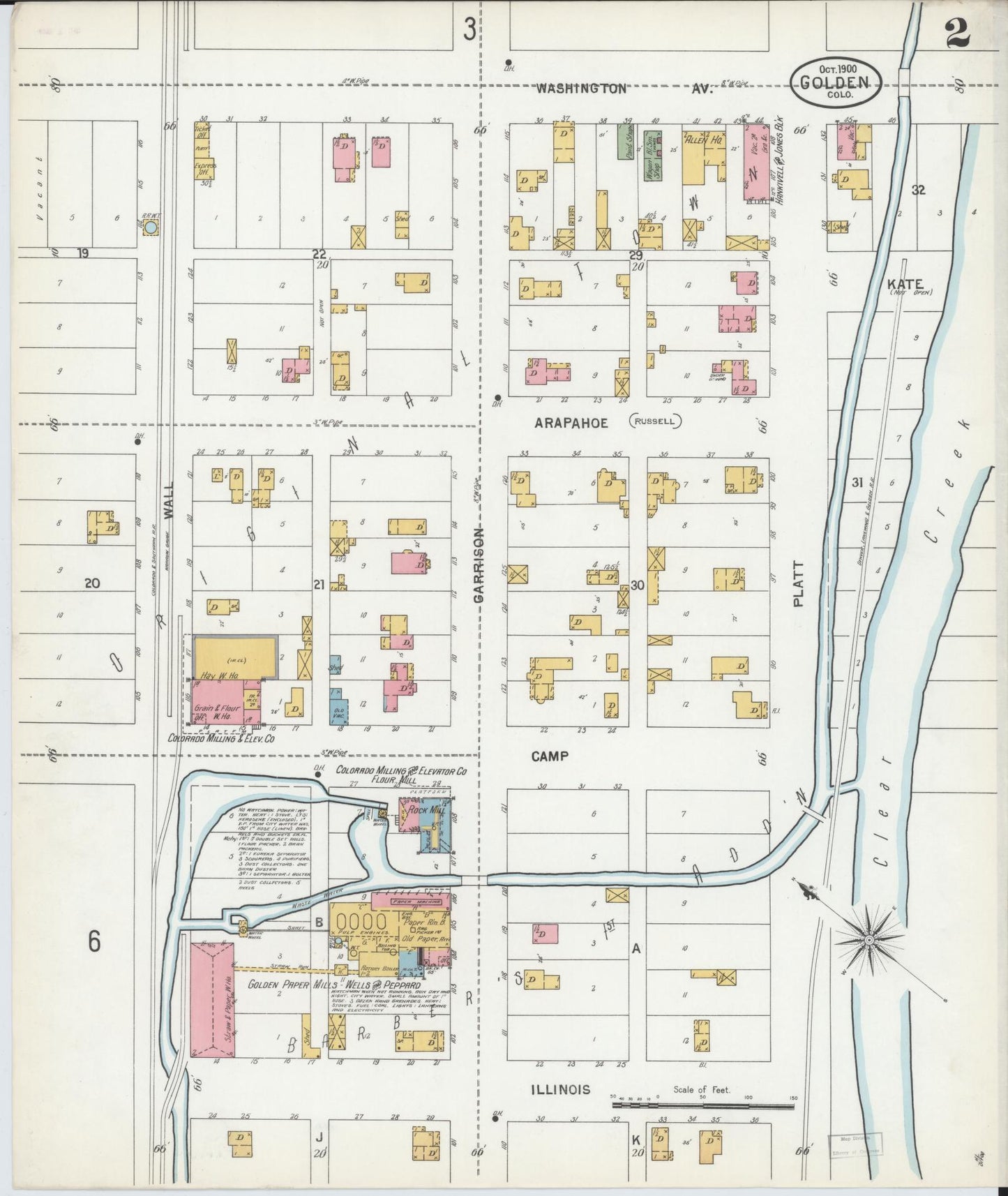Sanborn Fire Insurance Map from Golden, Jefferson County, Colorado (1900), Sheet #0002 - Complete Map Set gallery image, historic Sanborn map, vintage wall art, Colorado Colorado