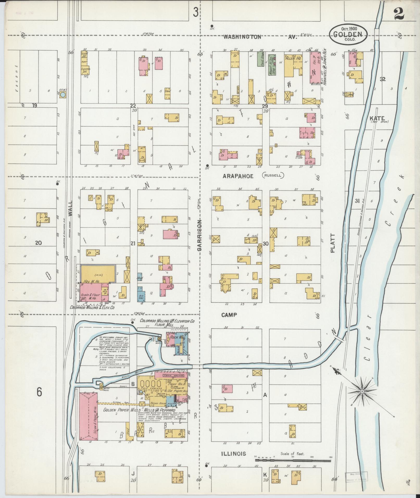 Sanborn Fire Insurance Map from Golden, Jefferson County, Colorado (1900), Sheet #0002 - Complete Map Set gallery image, historic Sanborn map, vintage wall art, Colorado Colorado