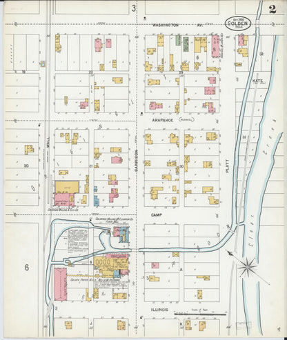 Sanborn Fire Insurance Map from Golden, Jefferson County, Colorado (1900), Sheet #0002 - Complete Map Set gallery image, historic Sanborn map, vintage wall art, Colorado Colorado