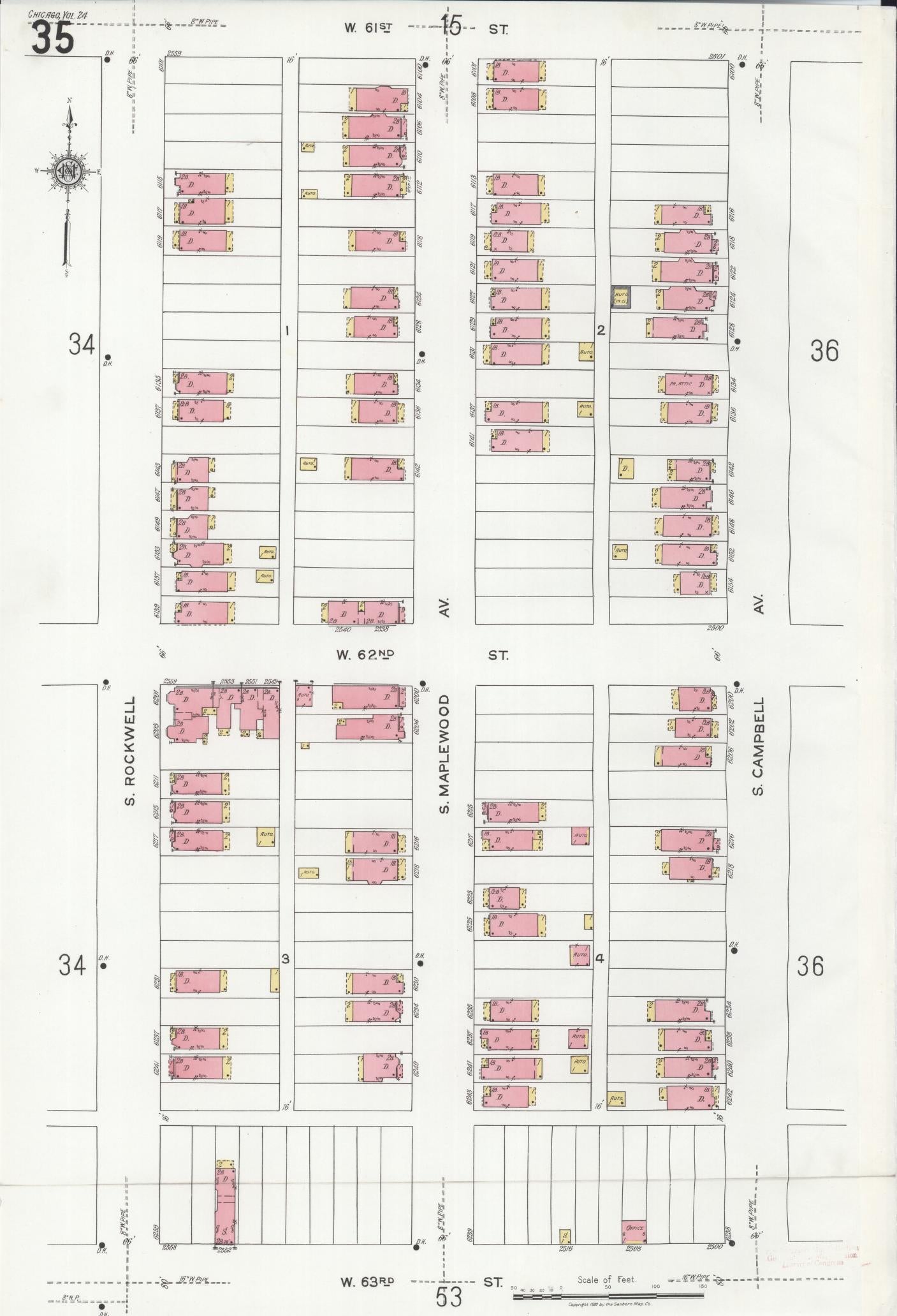 Sanborn Fire Insurance Map from Chicago, Cook County, Illinois. (1920), Sheet 35 – Historic Sanborn Fire Insurance Map Print