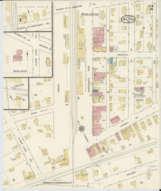 Sanborn Fire Insurance Map from Milton, Rock County, Wisconsin (1917), Sheet #0002 - Historic Sanborn Fire Insurance Map Print, vintage old map wall art, antique decor, genealogy gift, Wisconsin Wisconsin map