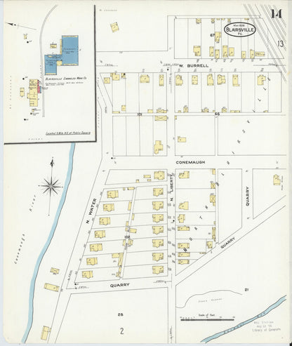 Sanborn Fire Insurance Map from Blairsville, Indiana County, Pennsylvania (1909), Sheet #0014 - Complete Map Set gallery image, historic Sanborn map, vintage wall art, Pennsylvania Pennsylvania