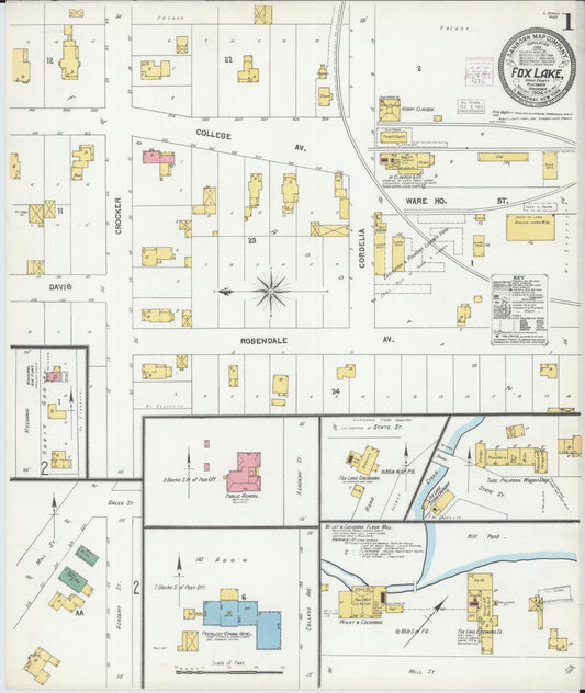 Sanborn Fire Insurance Map from Fox Lake, Dodge County, Wisconsin (1904), Sheet #0001 - Complete Map Set gallery image, historic Sanborn map, vintage wall art, Wisconsin Wisconsin