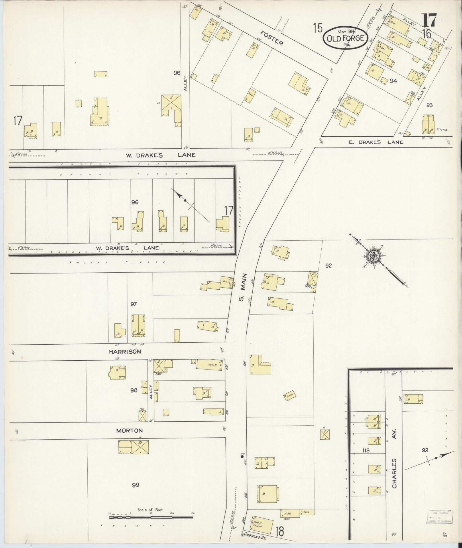 Sanborn Fire Insurance Map from Old Forge, Lackawanna County, Pennsylvania (1914), Sheet #0017 - Historic Sanborn Fire Insurance Map Print, vintage old map wall art, antique decor, genealogy gift, Pennsylvania Pennsylvania map
