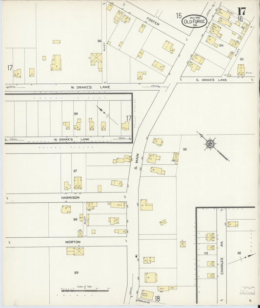 Sanborn Fire Insurance Map from Old Forge, Lackawanna County, Pennsylvania (1914), Sheet #0017 - Historic Sanborn Fire Insurance Map Print, vintage old map wall art, antique decor, genealogy gift, Pennsylvania Pennsylvania map