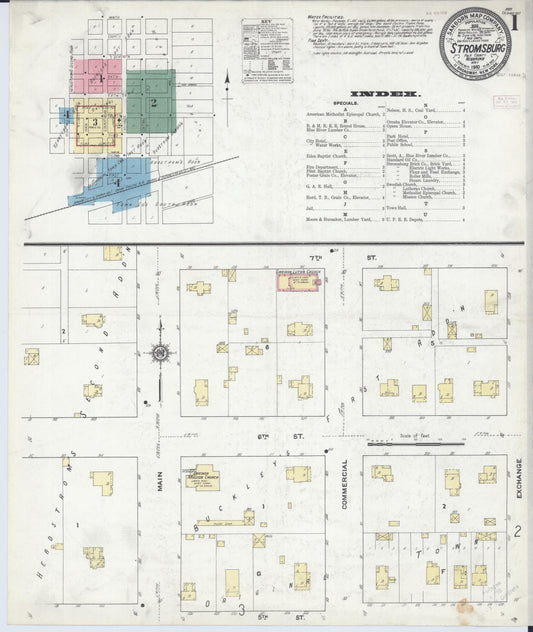 Sanborn Fire Insurance Map from Stromsburg, Polk County, Nebraska (1910), Sheet #0001 - Historic Sanborn Fire Insurance Map Print, vintage old map wall art, antique decor, genealogy gift, Nebraska Nebraska map