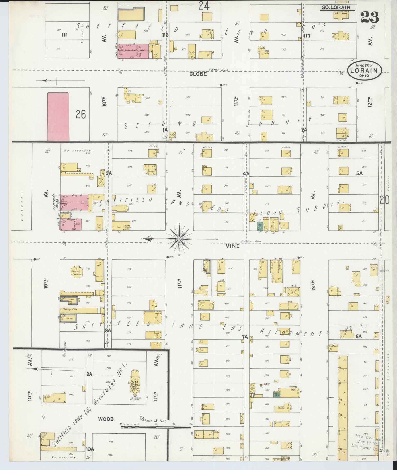 Sanborn Fire Insurance Map from Lorain, Lorain County, Ohio (1905), Sheet #0023 - Complete Map Set gallery image, historic Sanborn map, vintage wall art, Ohio Ohio