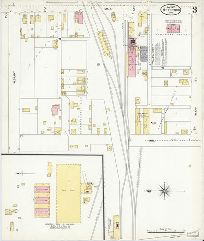 Sanborn Fire Insurance Map from Mount Vernon, Posey County, Indiana (1907), Sheet #0003 - Historic Sanborn Fire Insurance Map Print, vintage old map wall art, antique decor, genealogy gift, Indiana Indiana map