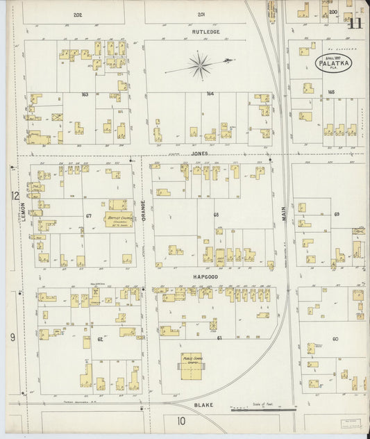 Sanborn Fire Insurance Map from Palatka, Putnam County, Florida (1897), Sheet #0011 - Historic Sanborn Fire Insurance Map Print, vintage old map wall art, antique decor, genealogy gift, Florida Florida map