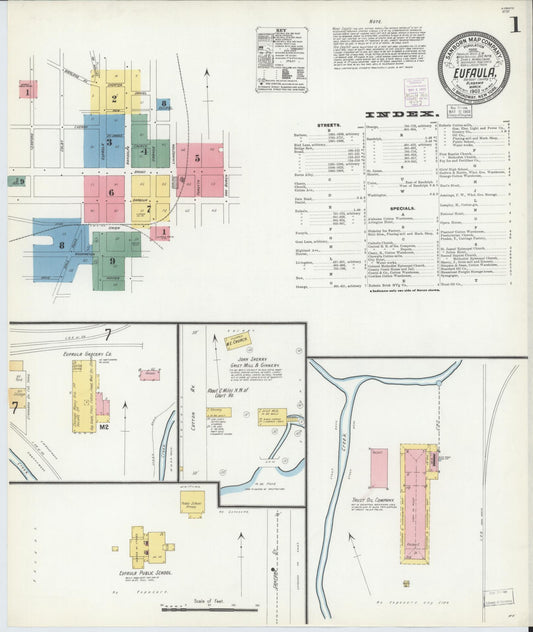 Sanborn Fire Insurance Map from Eufaula, Barbour County, Alabama (1903), Sheet #0001 - Historic Sanborn Fire Insurance Map Print, vintage old map wall art, antique decor, genealogy gift, Alabama Alabama map