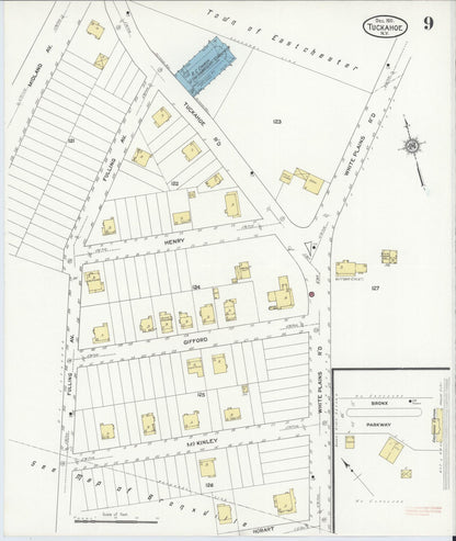 Sanborn Fire Insurance Map from Tuckahoe, Westchester County, New York (1911), Sheet #0009 - Historic Sanborn Fire Insurance Map Print, vintage old map wall art, antique decor, genealogy gift, New York New York map