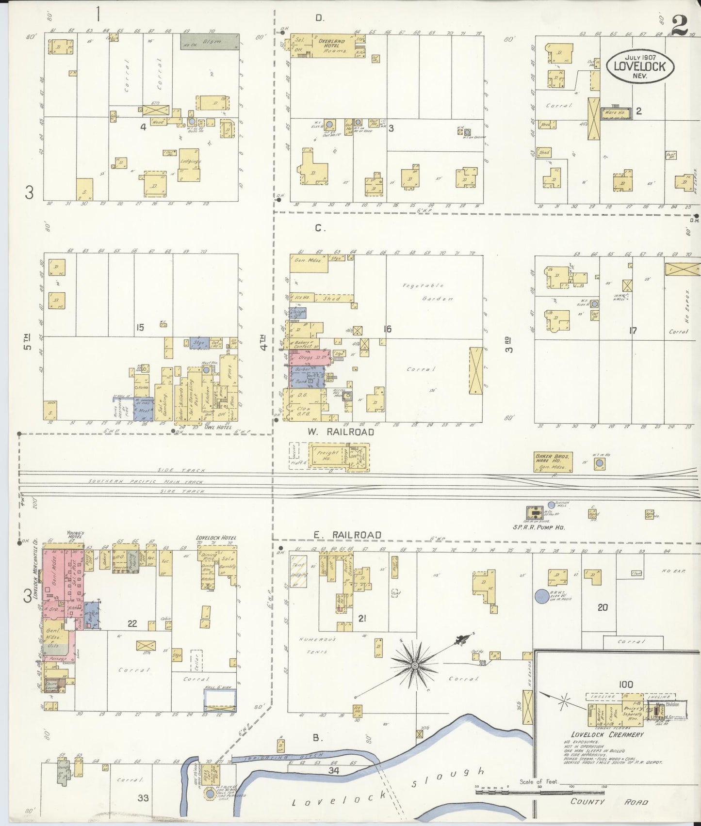 Sanborn Fire Insurance Map from Lovelock, Pershing County, Nevada (1907), Sheet #0002 - Historic Sanborn Fire Insurance Map Print, vintage old map wall art, antique decor, genealogy gift, Nevada Nevada map