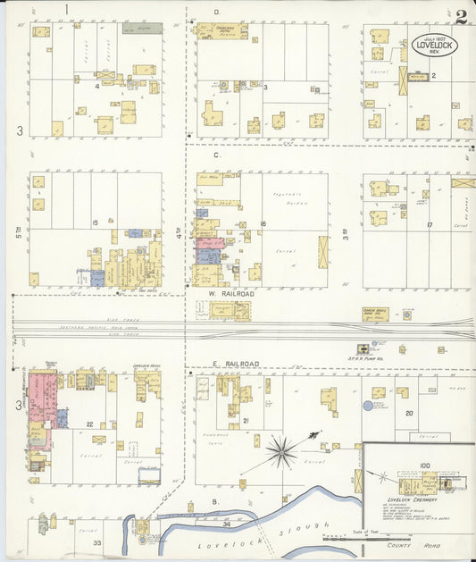 Sanborn Fire Insurance Map from Lovelock, Pershing County, Nevada (1907), Sheet #0002 - Historic Sanborn Fire Insurance Map Print, vintage old map wall art, antique decor, genealogy gift, Nevada Nevada map
