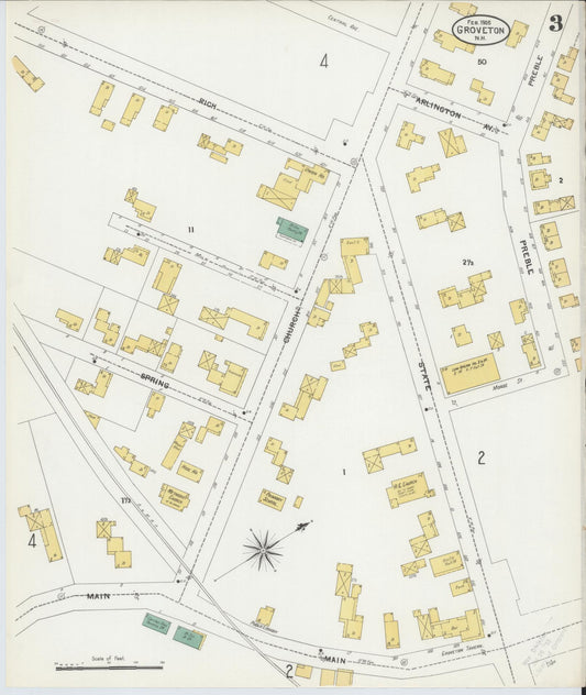 Sanborn Fire Insurance Map from Groveton, Coos County, New Hampshire (1905), Sheet #0003 - Historic Sanborn Fire Insurance Map Print, vintage old map wall art, antique decor, genealogy gift, New Hampshire New Hampshire map