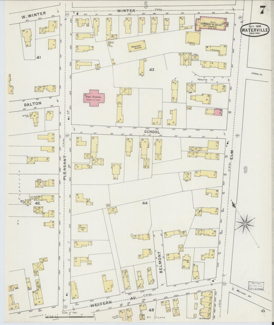 Sanborn Fire Insurance Map from Waterville, Kennebec County, Maine (1894), Sheet #0007 - Historic Sanborn Fire Insurance Map Print, vintage old map wall art, antique decor, genealogy gift, Maine Maine map
