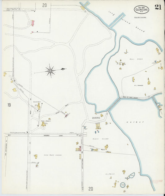 Sanborn Fire Insurance Map from Glen Cove, Nassau County, New York (1908), Sheet #0021 - Historic Sanborn Fire Insurance Map Print, vintage old map wall art, antique decor, genealogy gift, New York New York map