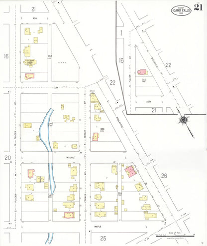 Sanborn Fire Insurance Map from Idaho Falls, Bonneville County, Idaho (1921), Sheet #0021 - Complete Map Set gallery image, historic Sanborn map, vintage wall art, Idaho Idaho