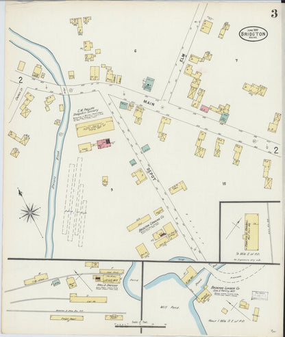 Sanborn Fire Insurance Map from Bridgton, Cumberland County, Maine (1897), Sheet #0003 - Complete Map Set gallery image, historic Sanborn map, vintage wall art, Maine Maine