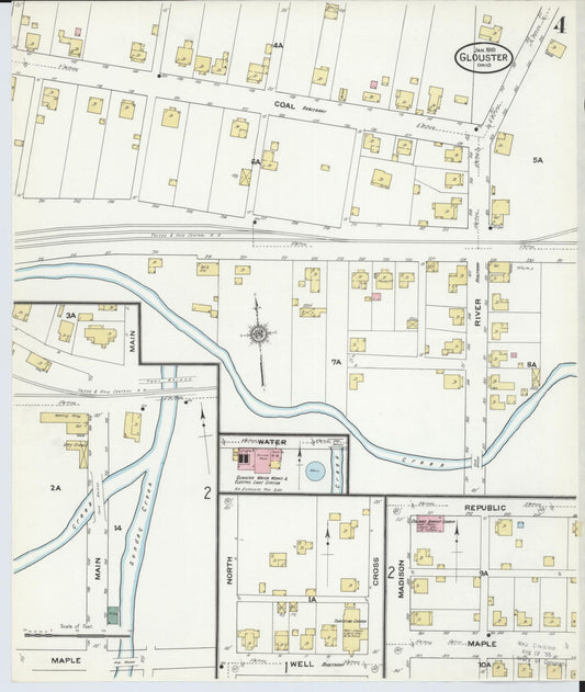 Sanborn Fire Insurance Map from Glouster, Athens County, Ohio (1910), Sheet #0004 - Historic Sanborn Fire Insurance Map Print, vintage old map wall art, antique decor, genealogy gift, Ohio Ohio map