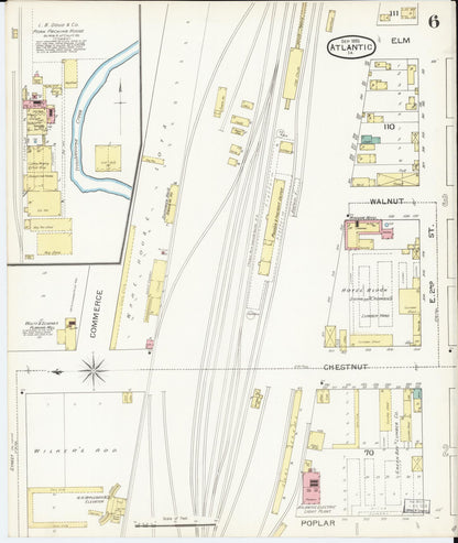 Sanborn Fire Insurance Map from Atlantic, Cass County, Iowa (1893), Sheet #0006 - Historic Sanborn Fire Insurance Map Print, vintage old map wall art