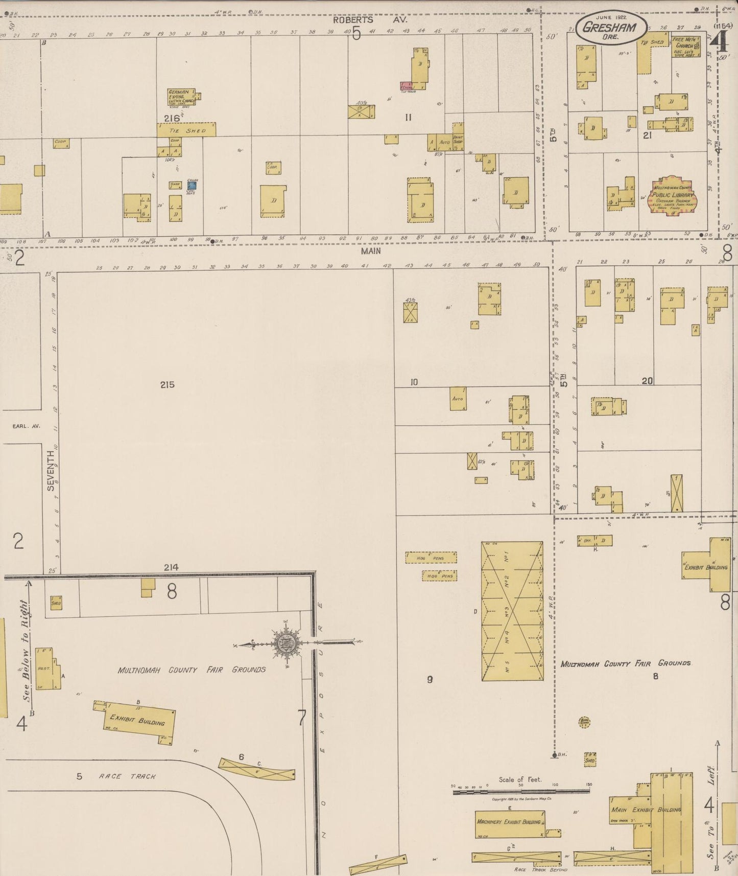 Sanborn Fire Insurance Map from Gresham, Multnomah County, Oregon (1922), Sheet #0004 - Complete Map Set gallery image, historic Sanborn map, vintage wall art, Oregon Oregon