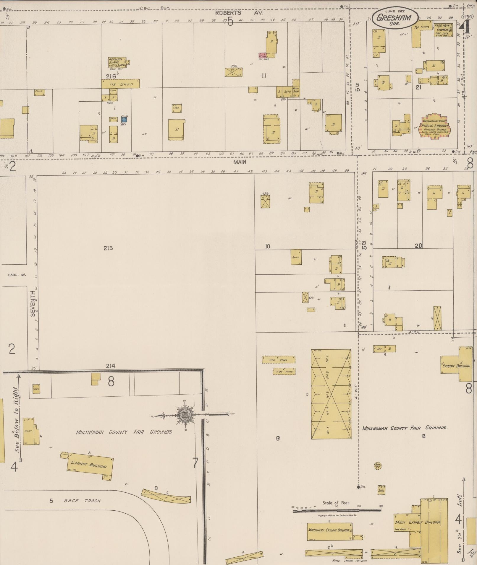 Sanborn Fire Insurance Map from Gresham, Multnomah County, Oregon (1922), Sheet #0004 - Complete Map Set gallery image, historic Sanborn map, vintage wall art, Oregon Oregon