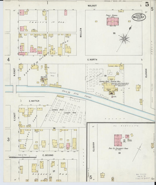 Sanborn Fire Insurance Map from Waverly, Pike County, Ohio (1897), Sheet #0005 - Historic Sanborn Fire Insurance Map Print, vintage old map wall art, antique decor, genealogy gift, Ohio Ohio map