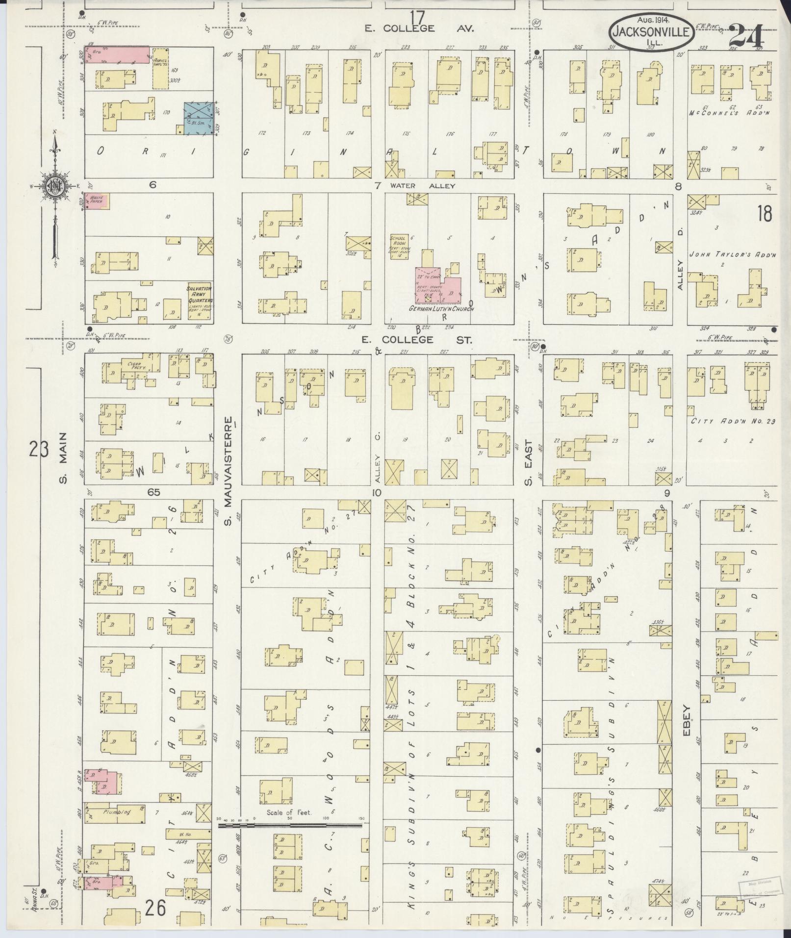 Sanborn Fire Insurance Map from Jacksonville, Morgan County, Illinois. (1914), Sheet 24 – Historic Sanborn Fire Insurance Map Print