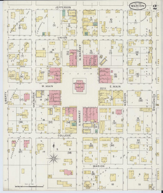 Sanborn Fire Insurance Map from Marion, Williamson County, Illinois (1894), Sheet #0002 - Historic Sanborn Fire Insurance Map Print, vintage old map wall art, antique decor, genealogy gift, Illinois Illinois map