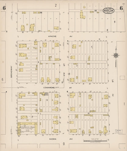 Sanborn Fire Insurance Map from Marlow, Stephens County, Oklahoma (1922), Sheet #0006 - Complete Map Set gallery image, historic Sanborn map, vintage wall art, Oklahoma Oklahoma