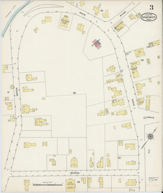 Sanborn Fire Insurance Map from Sandwich, Barnstable County, Massachusetts (1915), Sheet #0003 - Historic Sanborn Fire Insurance Map Print, vintage old map wall art, antique decor, genealogy gift, Massachusetts Massachusetts map