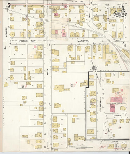 Sanborn Fire Insurance Map from Woodsfield, Monroe County, Ohio (1949), Sheet #0005 - Historic Sanborn Fire Insurance Map Print, vintage old map wall art, antique decor, genealogy gift, Ohio Ohio map