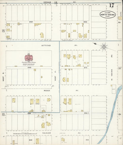 Sanborn Fire Insurance Map from North Yakima, Yakima County, Washington (1897), Sheet #0017 - Complete Map Set gallery image, historic Sanborn map, vintage wall art, Washington Washington