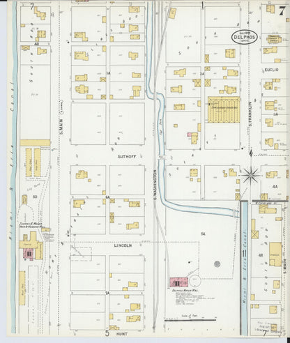 Sanborn Fire Insurance Map from Delphos, Van Wert And Allen Counties, Ohio (1899), Sheet #0007 - Historic Sanborn Fire Insurance Map Print, vintage old map wall art, antique decor, genealogy gift, Ohio Ohio map