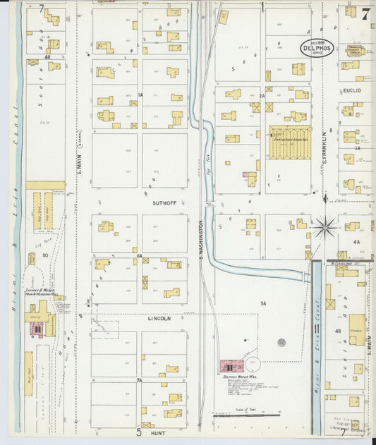 Sanborn Fire Insurance Map from Delphos, Van Wert And Allen Counties, Ohio (1899), Sheet #0007 - Historic Sanborn Fire Insurance Map Print, vintage old map wall art, antique decor, genealogy gift, Ohio Ohio map